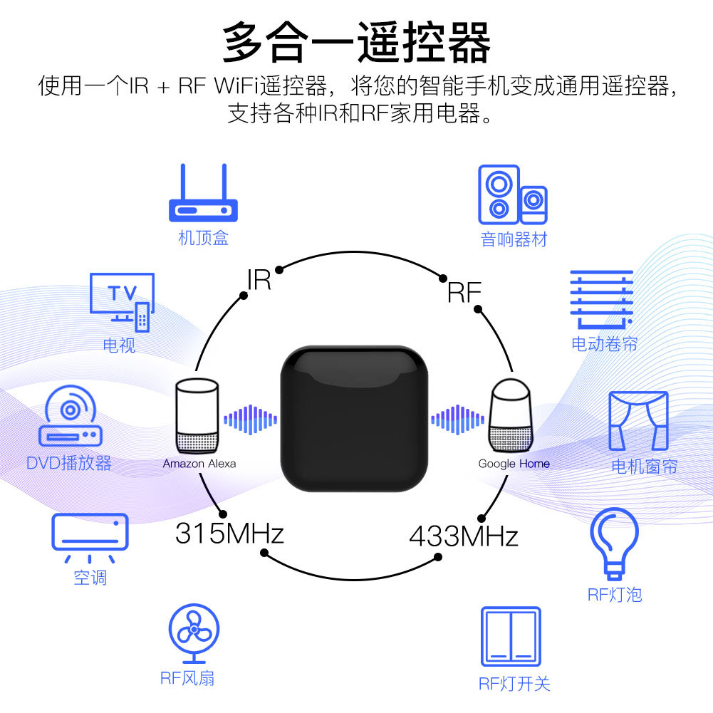 WIFI智能红外RF智能遥控器IR学习型拷贝空调控制器定时万能遥控