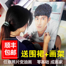 饰 数字油画diy油彩画减压画照片人物填色手工手绘填充涂色定制装