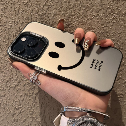 ins风简约16线条笑脸手机壳15适用iPhone11/12/13/14Promax苹果7磨砂8plus保护套个性搞怪镭射男女潮xr高级感
