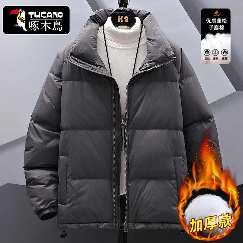 啄木鸟休闲简约百搭立领棉衣男士冬季加厚保暖宽松青年棉袄外套潮,男装,棉衣,淘宝优惠券,粉丝福利购,淘宝优惠卷