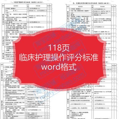 临床护理操作评估标准医院准备流程前后回答问题考核医护规范项目