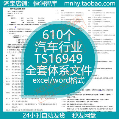 汽车行业TS16949全套体系程序文件新产品开发质量过程控制生产