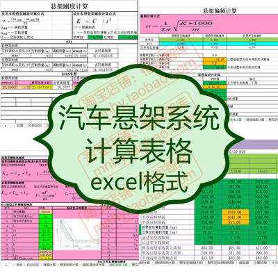 汽车悬架系统设计计算表格螺旋弹簧减震器刚度偏频侧倾整车力矩