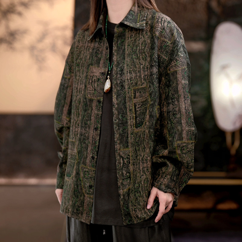 【再易】2025新款墨鼎饕餮丝毛男士香云纱桑蚕丝衬衫上衣ZY0170S,男装,其他民族服装,淘宝优惠券,粉丝福利购,淘宝优惠卷