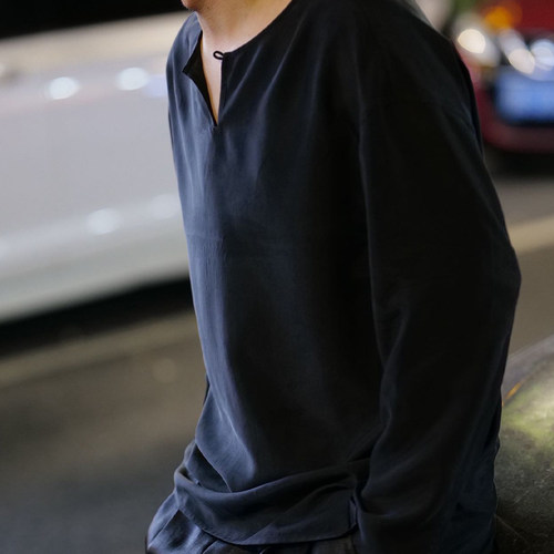 【再易】2025新款墨沉桑蚕丝男士T恤上衣ZY0387S-F157