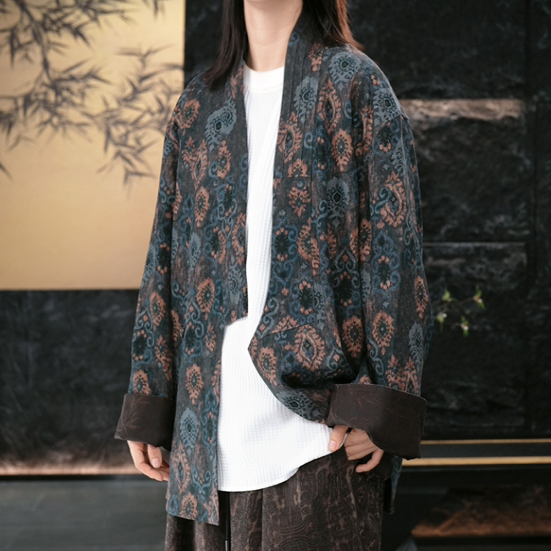 【再易】2025新款禅衣香云纱桑蚕丝男士双穿道袍上衣ZY0039S-F139