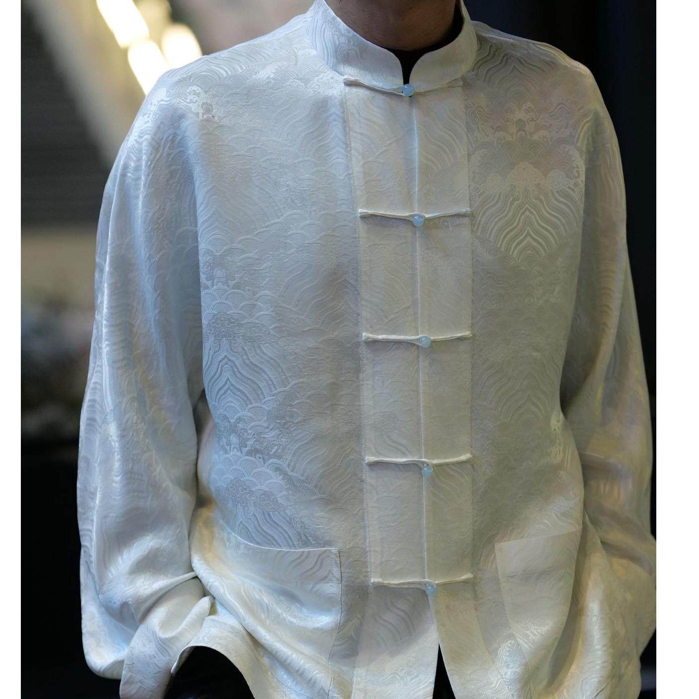 【再易】2025新款白色碧海潮生桑蚕丝唐装外套ZY0535S-F62