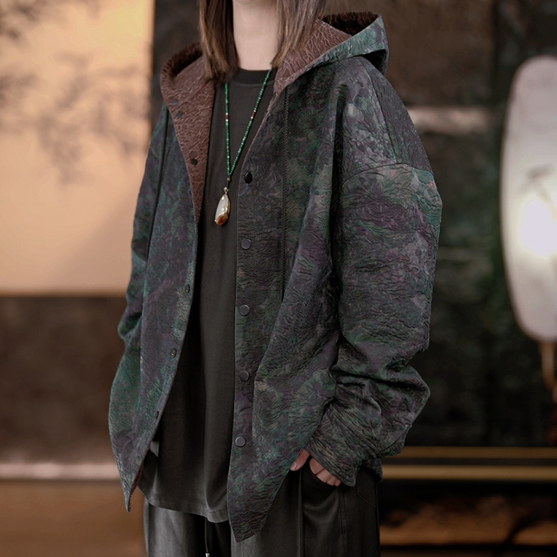 【再易】2025新款翠墨青铜锦油男士香云纱桑蚕丝帽衫上衣ZY0166S,男装,其他民族服装,淘宝优惠券,粉丝福利购,淘宝优惠卷