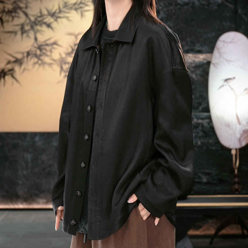 【再易】2025新款顺纡绉香云纱桑蚕丝男士外套上衣ZY0318S