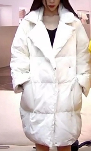 秋冬白色宽松西装领羽绒服加厚个性小香风洋气羽绒服女