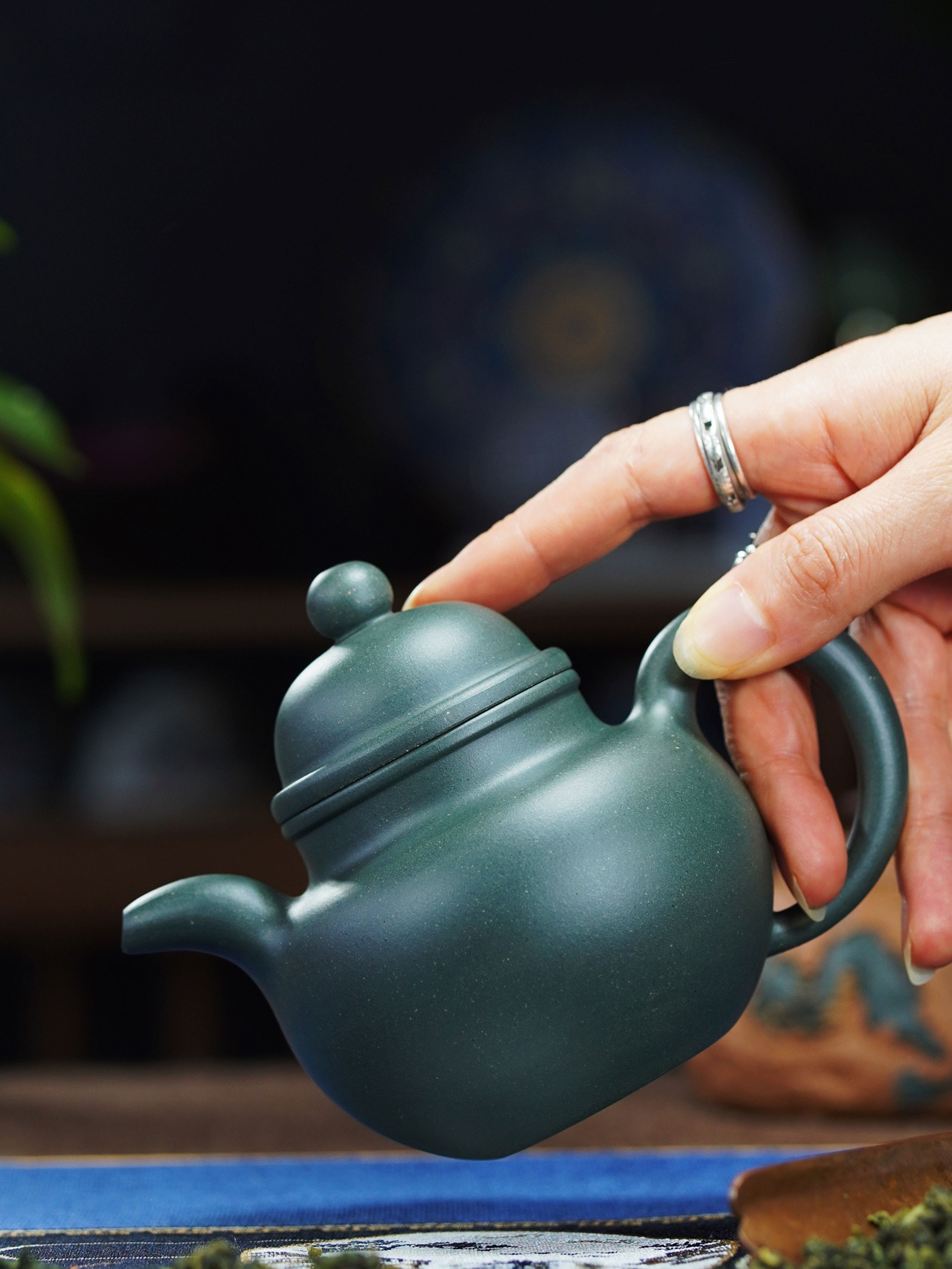 宜兴紫砂壶全手工作品名匠寿珍嫡传后人程建云掇球国绿泥260cc