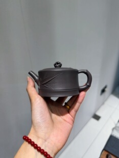 宜兴紫砂壶原矿天青泥小竹节壶俞春雷全手工制容量160cc
