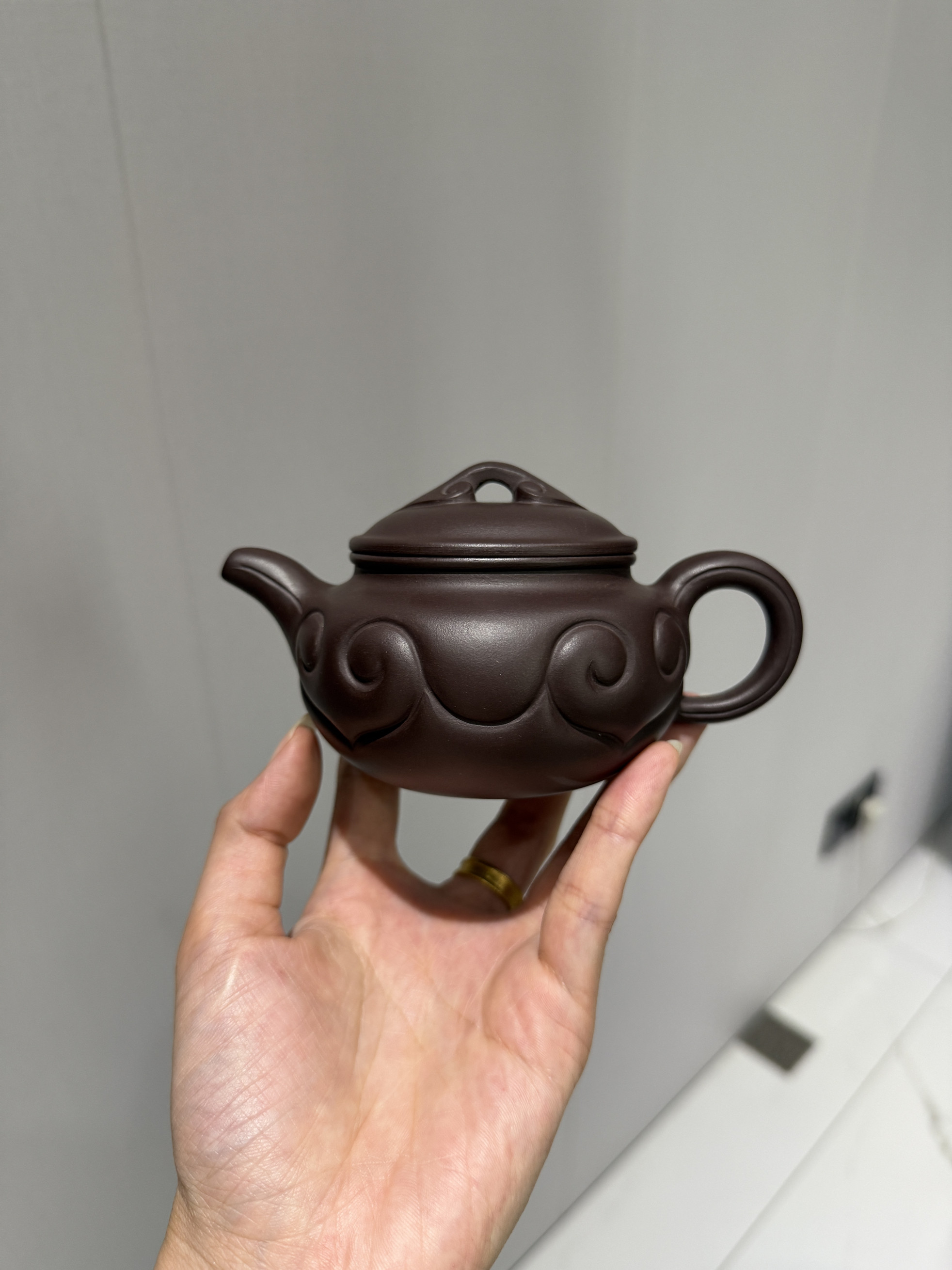 微瑕特价仿古如意壶家藏老紫泥容茶壶