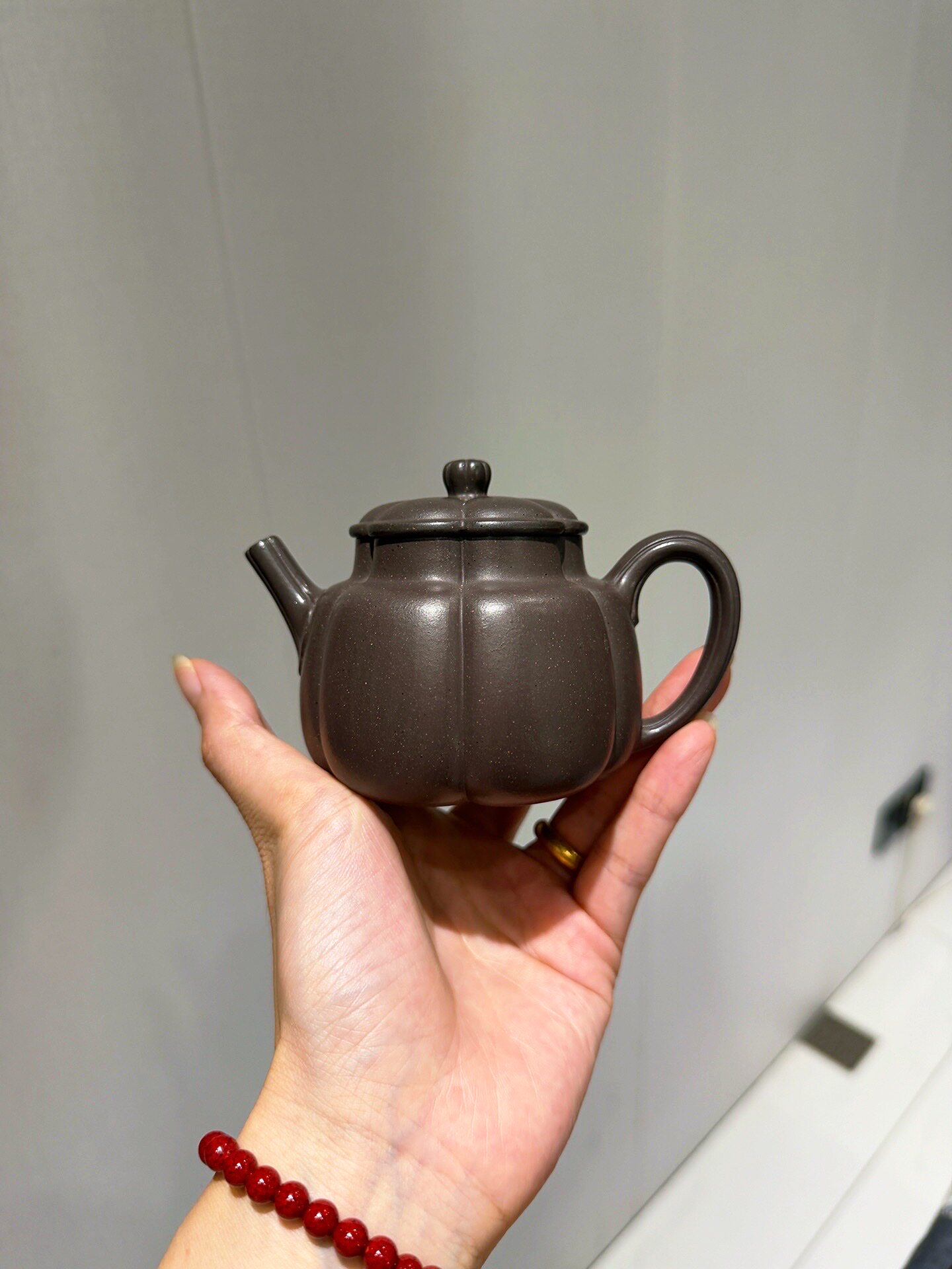 宜兴紫砂壶原矿天青泥筋纹言心德钟壶沈老师手工制容量180cc