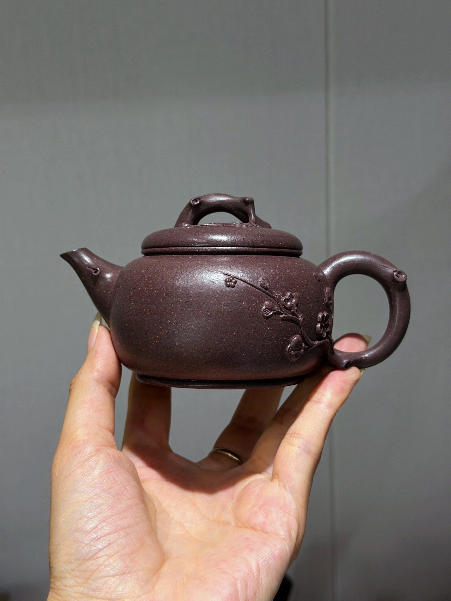 宜兴名家紫砂暗香壶原矿天青泥容量180cc工艺师冯老师全手工制作