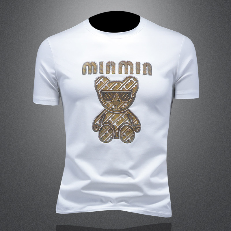 商标已注册2025年新款短袖T恤3019TX3001P75镂空白色，男装T恤，钱塘6016-1(原3019)