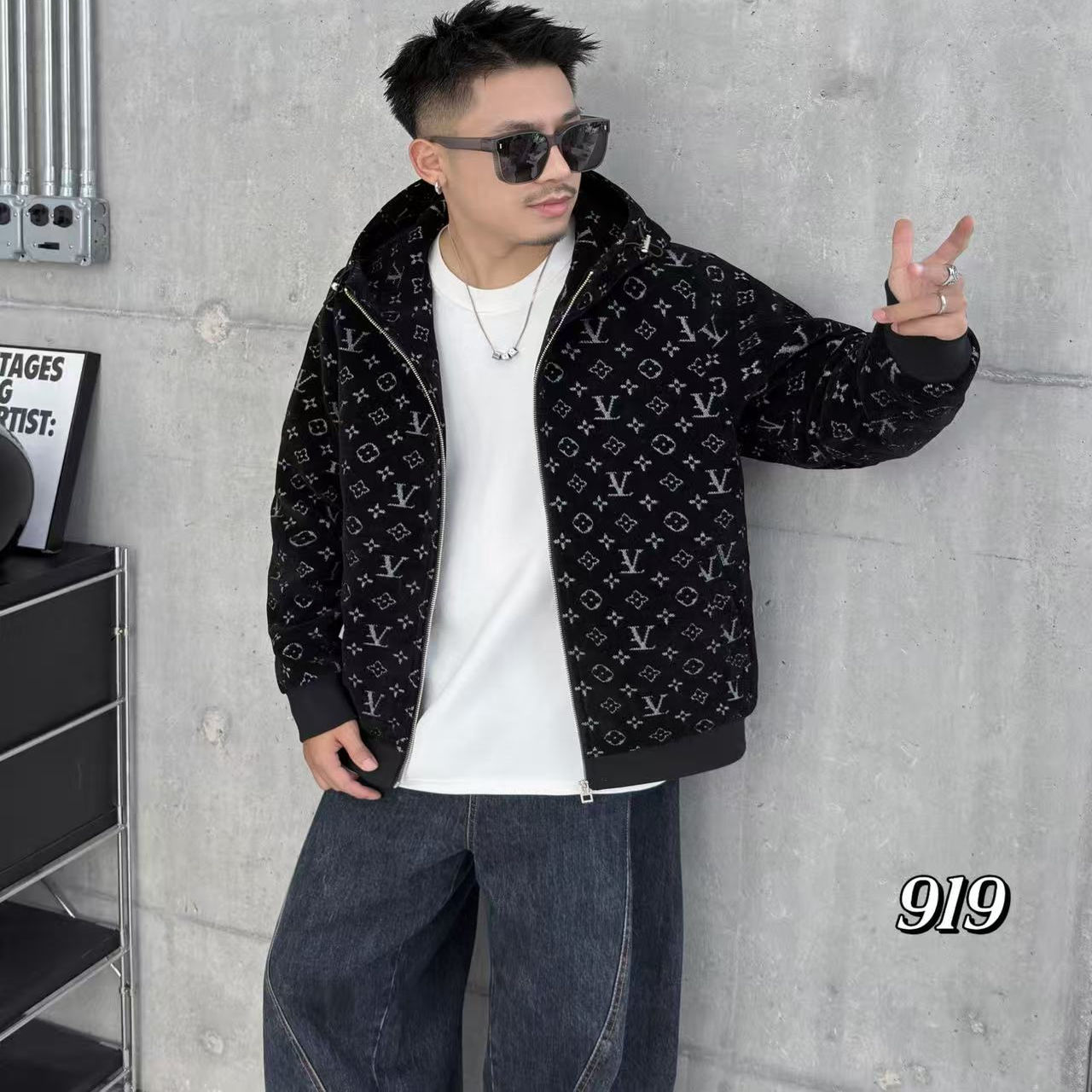 2025年新款绣花连帽休闲棉衣3019-MY919P195真模，男装棉衣，钱塘6016-1(原3019)
