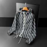 2026年新款印花连帽休闲夹克钱塘3019-JK9031P150平铺黑色，男装夹克，钱塘6016-1(原3019)