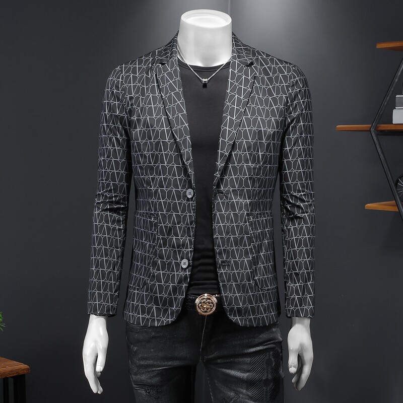 2026年新款高端休闲小西装钱塘3019X6696P160假模黑，男装西服套装，钱塘6016-1(原3019)