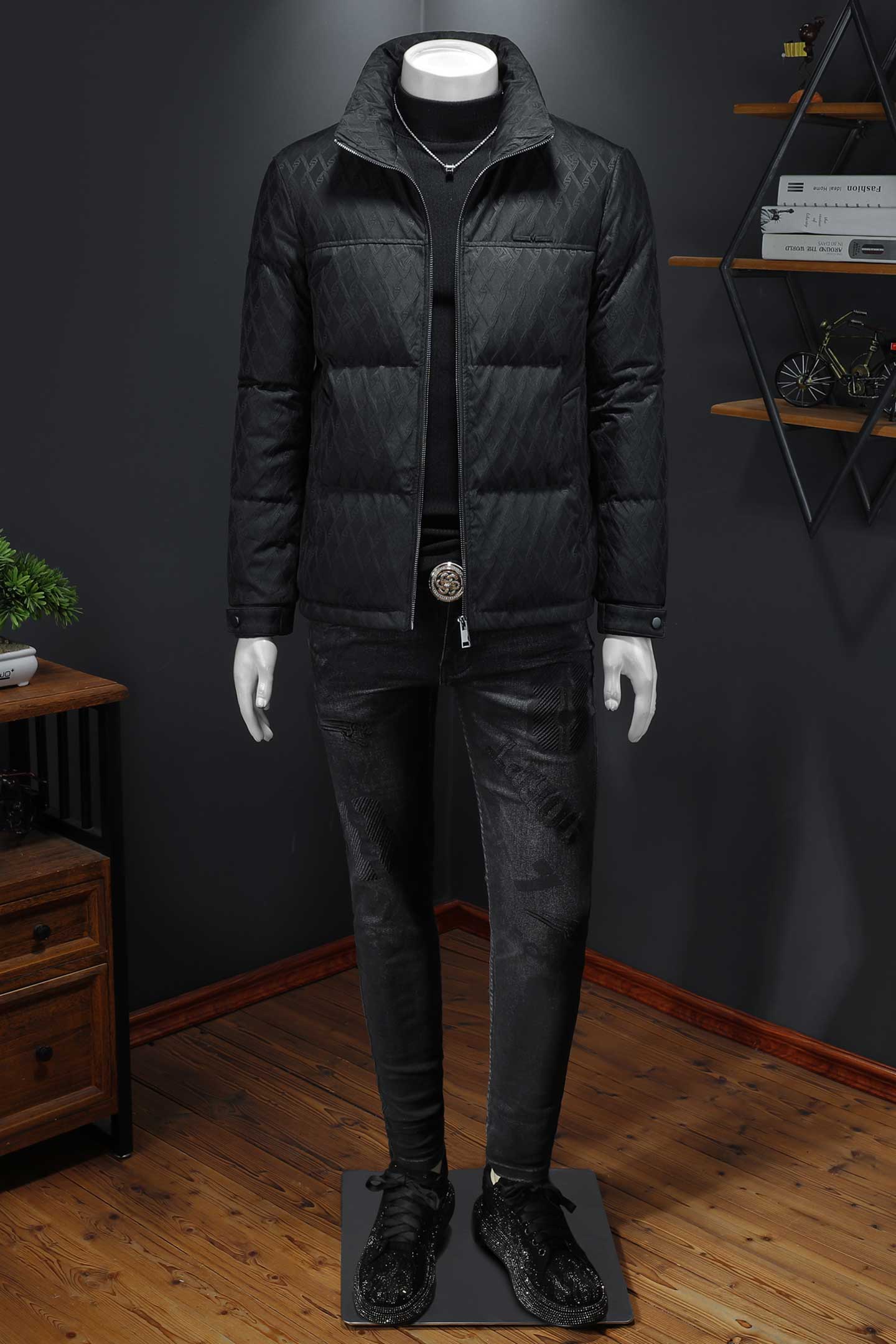 Y971P3352025高端冬季90%白鸭绒立领提花羽绒服假模365,男装羽绒服,钱塘6016-1(原3019)