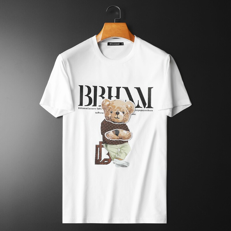 商标已注册2026年新款短袖T恤钱塘3019TX206P75平铺白色，男装T恤，钱塘6016-1(原3019)