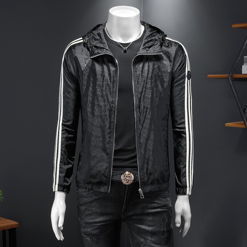 2026年新款男士韩版修身连帽夹克钱塘3019FSY9059P160假模黑，男装防晒衣，钱塘6016-1(原3019)