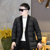 Y9583P3602026冬季90%白鸭绒暗纹针织领中长款羽绒服真模控405，男装羽绒服，钱塘6016-1(原3019)