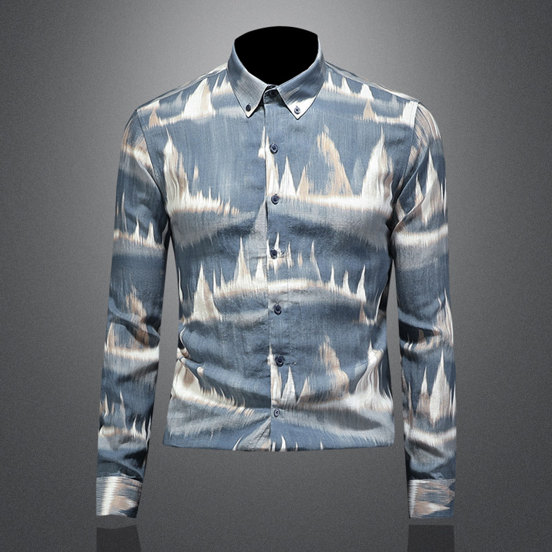 2026年新款长袖衬衫青春大码修身衬衣钱塘30199778P85镂空，男装衬衫，钱塘6016-1(原3019)