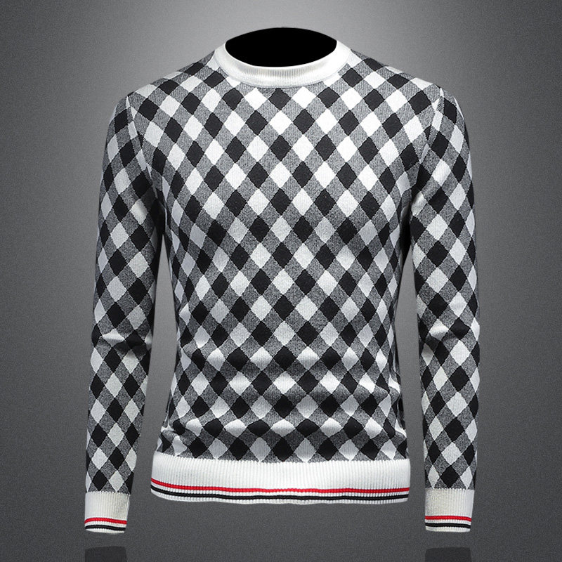 2026年新款冬季圆领毛衣加厚毛衣MY2176-P115镂空白色，男装针织衫/毛衣，钱塘6016-1(原3019)