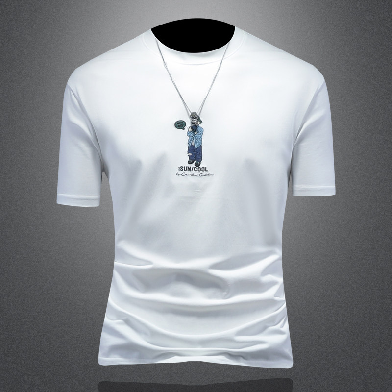 2025年新款微阔短袖T恤钱塘3019TX83019P65镂空，男装T恤，钱塘6016-1(原3019)