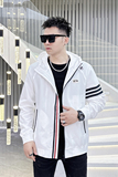 2026年新款撞色连帽休闲夹克钱塘3019-JK9089P165真模白色，男装夹克，钱塘6016-1(原3019)