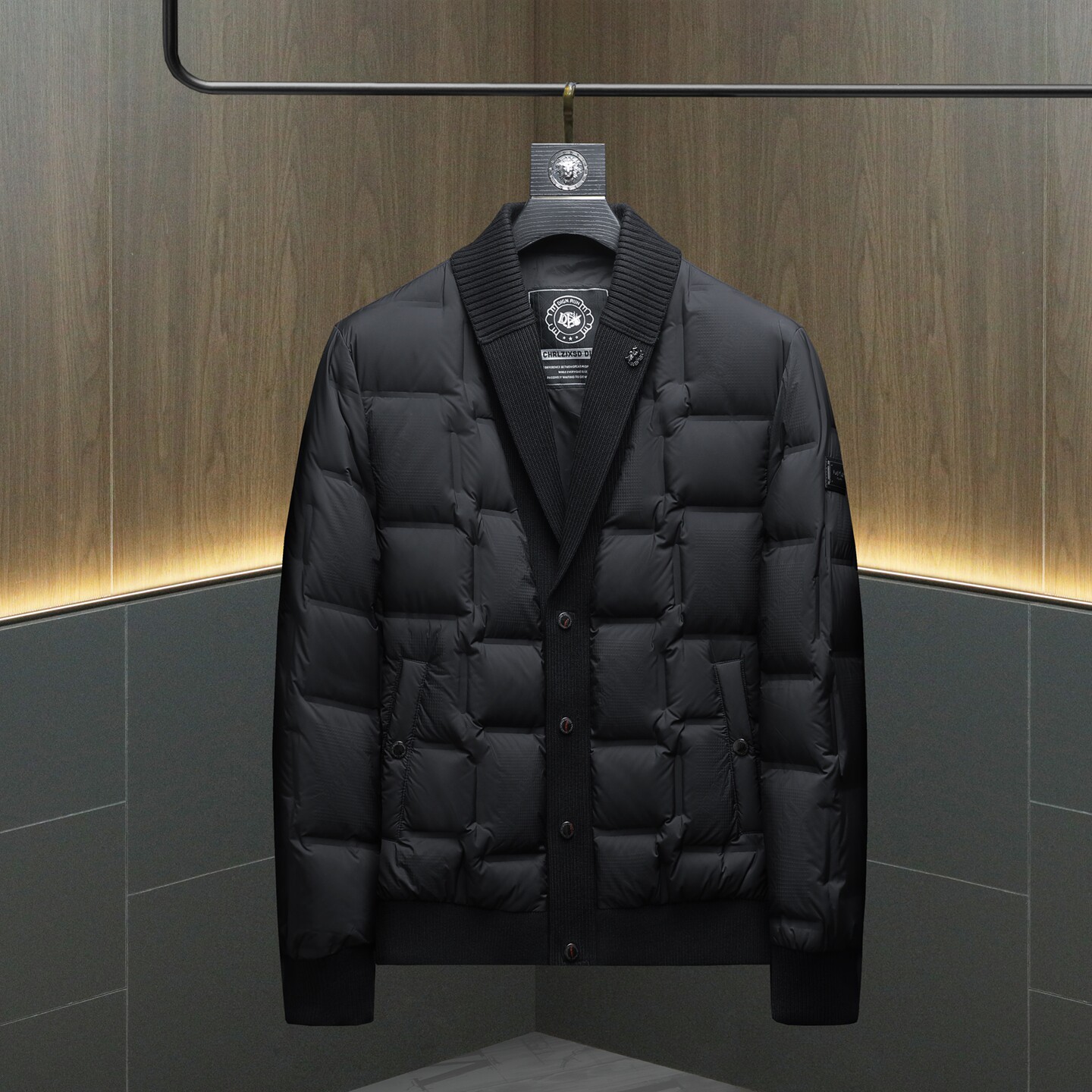 Y6801P3452025高端冬季90%白鸭绒针织领提花羽绒服沙发395,男装羽绒服,钱塘6016-1(原3019)