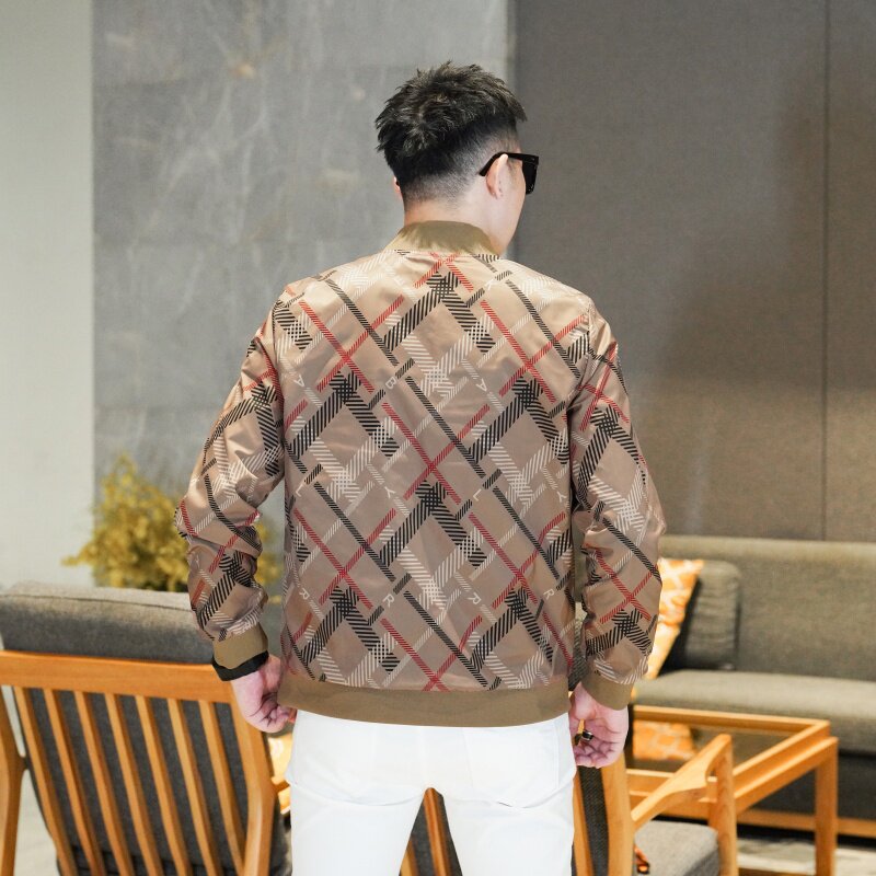 2025年新款印花圆领休闲夹克3019-JK9276P155真模两面穿,男装夹克,钱塘6016-1(原3019)