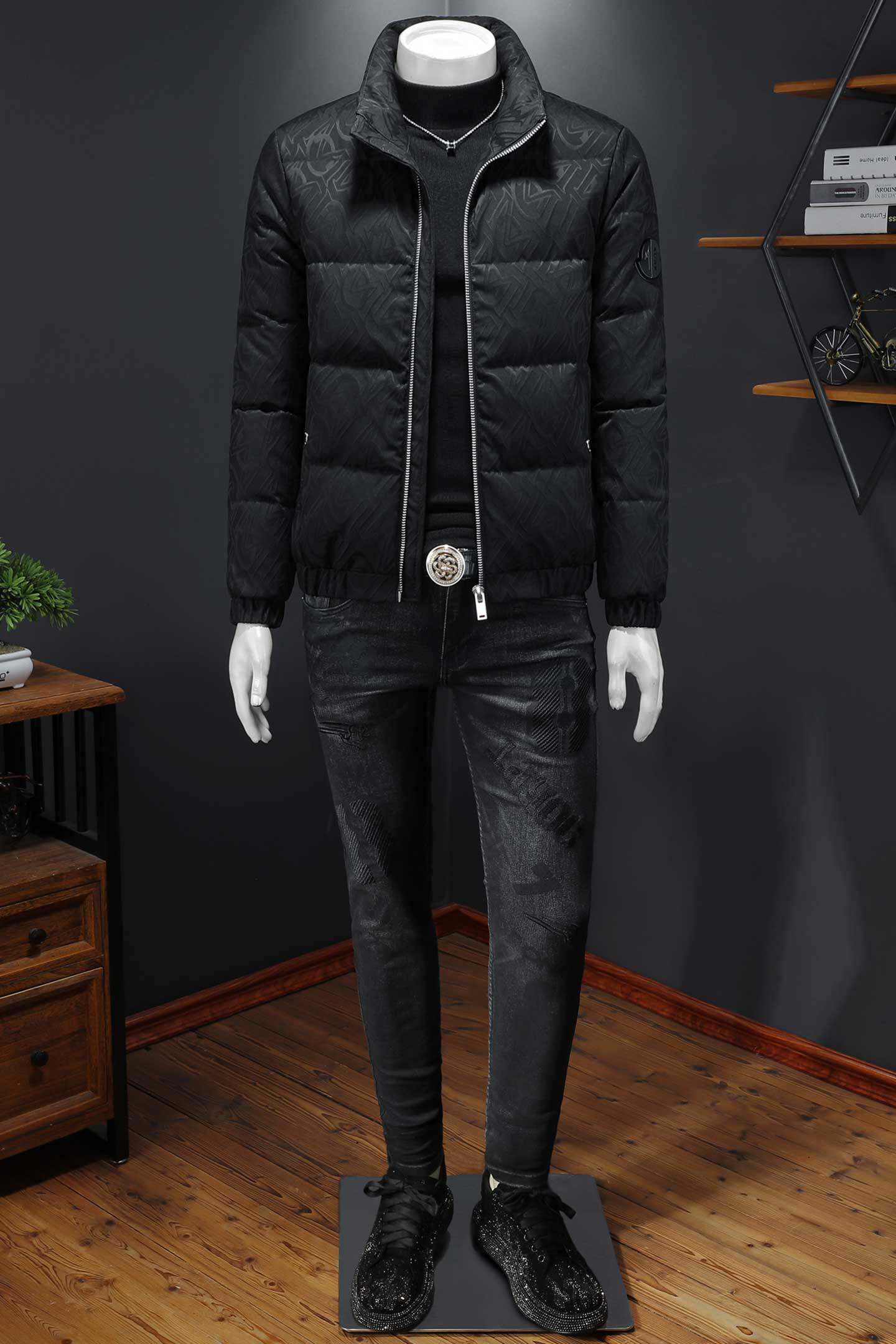 Y9809P3302025高端冬季90%白鸭绒提花立领羽绒服沙发375