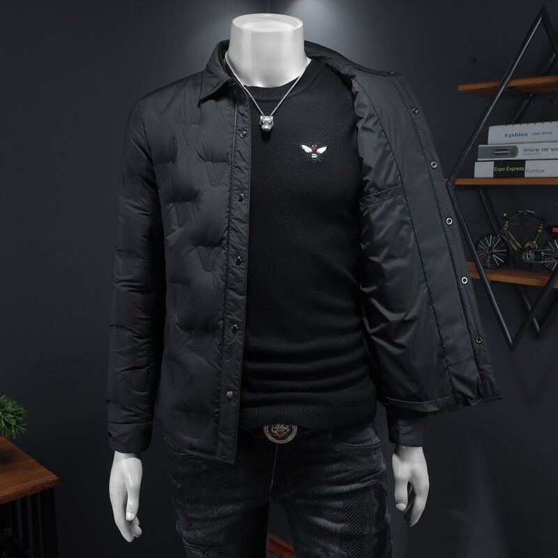 Y9576P3352024高端冬季90%白鸭绒压花翻领羽绒服假模385,男装羽绒服,钱塘6016-1(原3019)