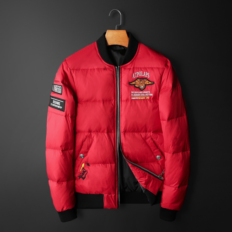 Y99382802022高端冬季90%白鸭绒亮面连帽羽绒服红色/黑/白平铺，男装羽绒服，钱塘6016-1(原3019)