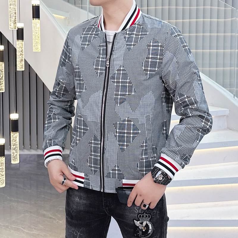 2026年新款印花棒球领休闲夹克钱塘3019-JK9083P135真模图色,男装夹克,钱塘6016-1(原3019)