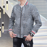 2026年新款印花棒球领休闲夹克钱塘3019-JK9083P135真模图色，男装夹克，钱塘6016-1(原3019)
