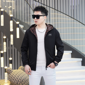 2025年新款印花连帽休闲夹克钱塘3019-JK9222P145真模黑色