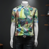 2025年新款微阔短袖衬衫青春大码修身衬衣钱塘30192472P85假，男装T恤，钱塘6016-1(原3019)