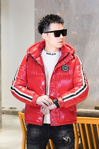 Y9579 P350 2024高端冬季90%白鸭绒亮面连帽羽绒服  真模 395图片