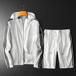 2026年新款防晒短裤套装 钱塘3019 1239+9059套装 P238 平铺白色,男装休闲套装,钱塘6016-1(原3019)