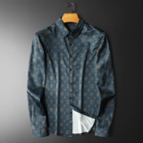 2026年新款长袖衬衫青春大码修身衬衣钱塘30192307P70平铺咖色，男装衬衫，钱塘6016-1(原3019)