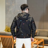 商标已注册2025年新款刺绣连帽休闲夹克JK9253P160真模，男装夹克，钱塘6016-1(原3019)