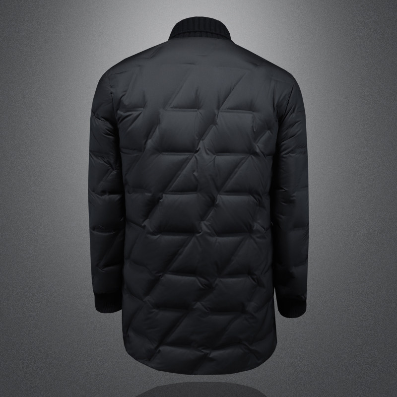 Y9582P3602026冬季90%白鸭绒暗纹针织领中长款羽绒服镂空控405,男装羽绒服,钱塘6016-1(原3019)