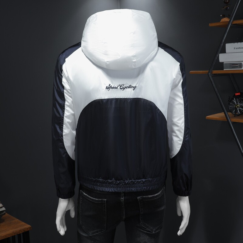 商标已注册2025年新款印花拼接连帽休闲夹克JK9261P140假模,男装夹克,钱塘6016-1(原3019)