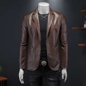 2026年新款男士修身PU西装大码西服 钱塘3019 X6727 P160 假模，男装西服，钱塘6016-1(原3019)