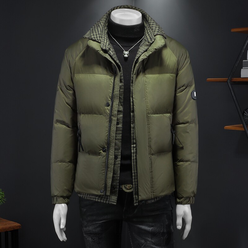 Y061P3402024高端冬季90%白鸭绒亮面立领羽绒服绿色假模，男装羽绒服，钱塘6016-1(原3019)