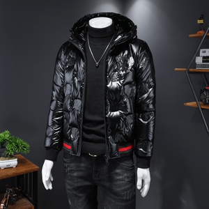 Y9937 290 2022高端冬季90%白鸭绒亮面连帽羽绒服图片