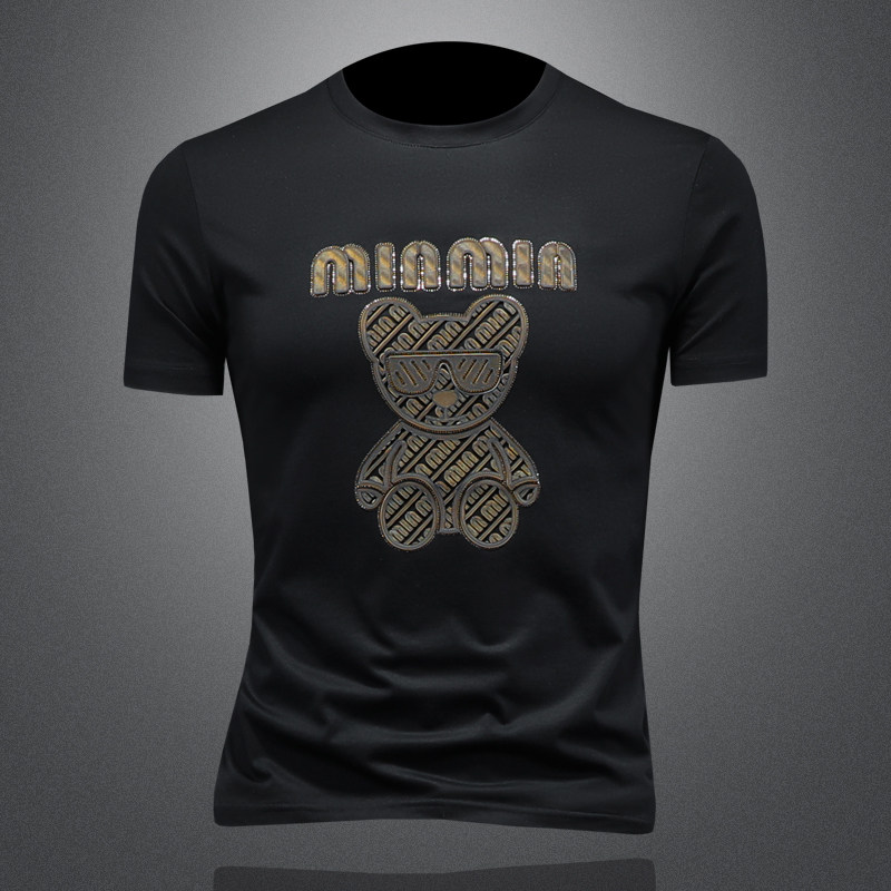 商标已注册2025年新款短袖T恤3019TX3001P75镂空黑色，男装T恤，钱塘6016-1(原3019)